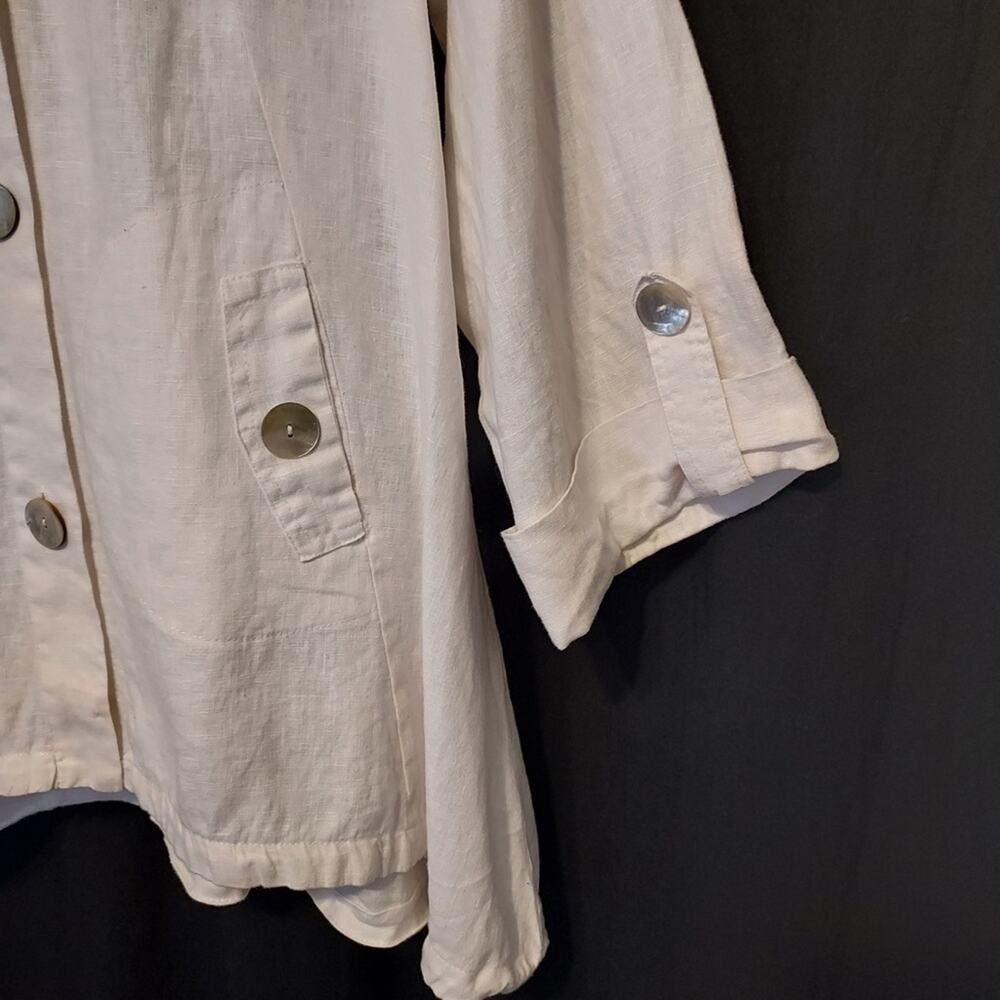 Jones New York Linen Hooded Button Up Front Beach Relaxed Fit Lightweight Jacket - Picture 7 of 10